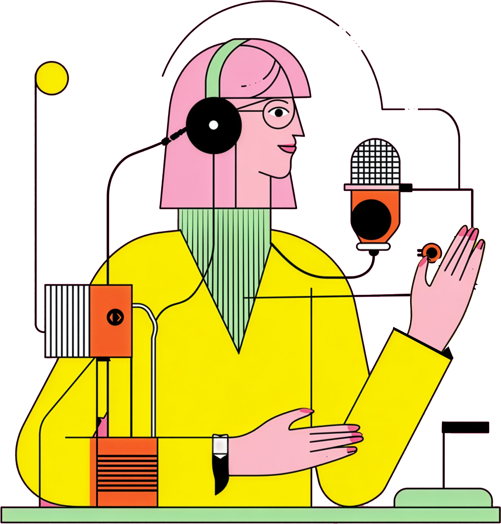 Ilustracja kobiety przy mikrofonie